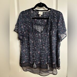 Knox Rose Navy Floral Blouse